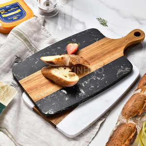 Legno di <span class=keywords><strong>marmo</strong></span> tavola di servizio con manico in legno di legno di Acacia <span class=keywords><strong>tagliere</strong></span> da cucina taglieri per formaggio carne pane - Product Image 2