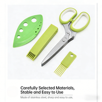Tijeras de cocina eficientes para hierbas, tijeras de cebolla verde de cinco capas de acero inoxidable con cubierta de Seguridad para Chile, perejil y verduras