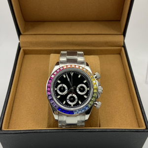Montre de luxe en quartz incrustée de diamants pour hommes d'affaires, mouvement VK63, montre-bracelet tendance avec boîtier et cadran haut de gamme - Product Image 6