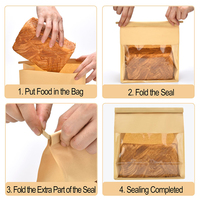Sac à pain imprimé personnalisé 100% pochette en papier kraft à fond plat biodégradable avec fil