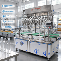 Automatische 10-kops pneumatische zuiger vloeistofvulmachine voor dranken, zeep, detergent & olie, roestvrij staal 304, glazen flessen