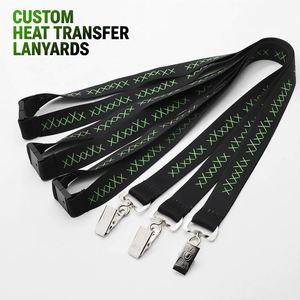Wholsale Custom Thermal Transfer Printing Lanyards Safe Buckle Bulldog <b>Clip</b> ID Badge Holder Polyester Lanyards - Product Image 1