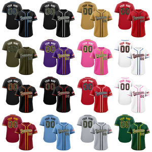 Kaus bisbol ukuran besar berkancing kosong kustom kaus sublimasi gambar Logo Cmo jahitan nomor nama pria Jersey bisbol pemuda - Product Image 2