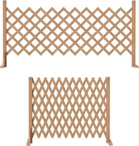 Valla de jardín de madera independiente, tipo acordeón, retráctil, con paneles de celosía para patio y jardín decorativo del hogar - Product Image 1
