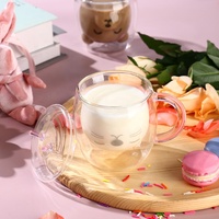 2022 Ins Offre Spéciale 230 ml Double Mur chat Patte Potable Lunettes Effacer Cappuccino Latte Tasses