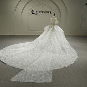 Vestido de Novia Moderno con Lentejuelas y Encaje Floral, Estilo Princesa, con Cola de Capilla, para Mujeres Embarazadas, Modelo GT26028 - Product Image 3