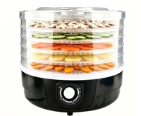 Déshydrateur alimentaire rotatif électrique BAIYI, 5 plateaux, plastique, usage domestique, 250W, efficacité énergétique