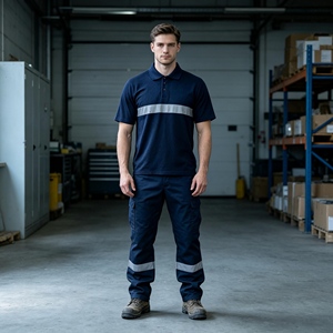 <span class=keywords><strong>Polo</strong></span> Riflettente da Uomo 100% Cotone in Maglia <span class=keywords><strong>Felpata</strong></span> a Maniche Corte, Abbigliamento da Lavoro di Sicurezza, Vendita all'Ingrosso - Product Image 5