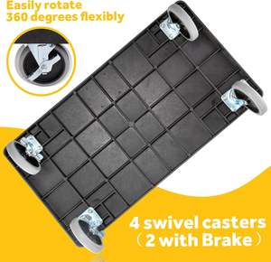 עגלת שירות כבדה בעלת 3 מדפים, עגלת עבודה מתגלגלת עם 4 גלגלים מסתובבים, מדפים עמוקים, מחזיקה בבטחה עד 550 פאונד, עגלת כלים. - Product Image 3