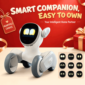 Robot de bureau IA à quatre roues, compagnon avec affichage animé pour le divertissement familial, à <span class=keywords><strong>domicile</strong></span> ou au bureau – Prix usine - Product Image 2