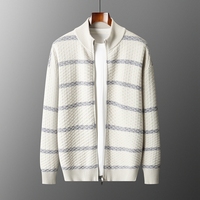 Cardigan en laine pure tricoté épais pour homme, automne-hiver, demi-zip, style décontracté, vente en gros usine