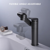 Robinet de lavabo moderne en céramique à trou unique, flexible, rotatif à 360°, 3 fonctions, angle réglable, en laiton, pour eau chaude et froide