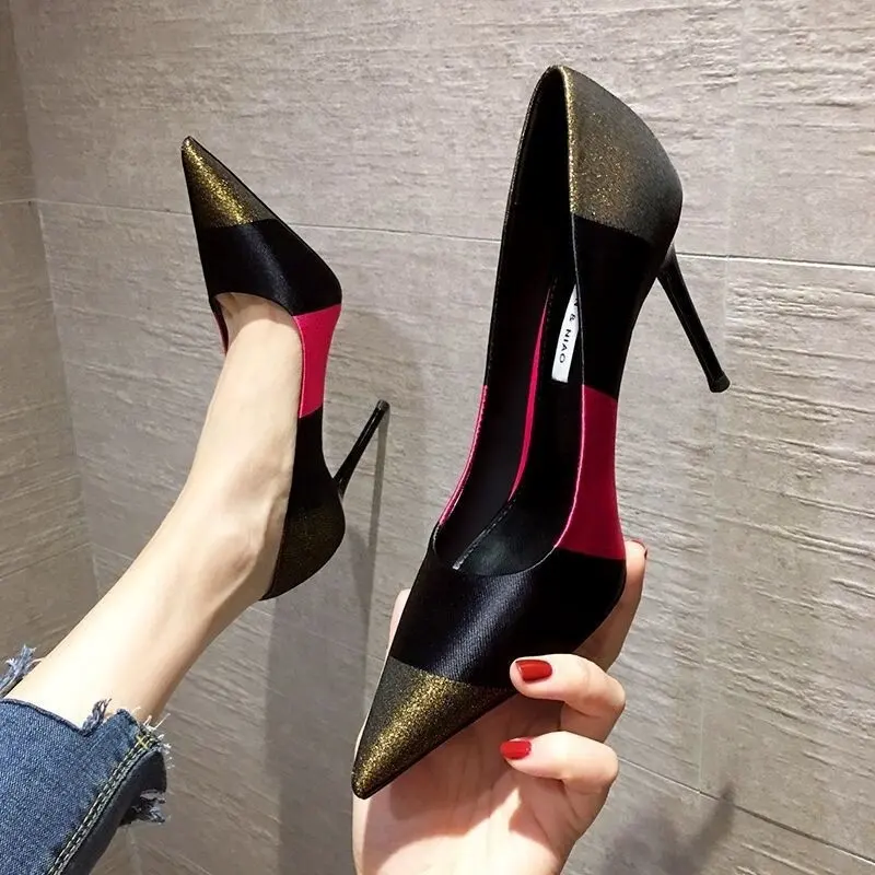 New Fashion Contracted High Heels Pumps Casual Pointed Shoes Plus Size 34-39