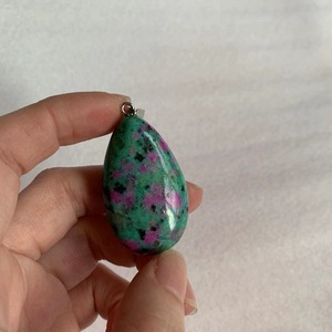 Pendentif ovale en pierre naturelle, <span class=keywords><strong>cristal</strong></span> en forme de goutte d'eau, aventurine verte et œil de tigre, compatible avec une chaîne - Product Image 4