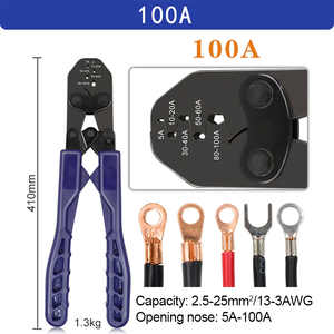 <span class=keywords><strong>Pince</strong></span> à <span class=keywords><strong>sertir</strong></span> à bec ouvert <span class=keywords><strong>pince</strong></span> à <span class=keywords><strong>sertir</strong></span> en fil d'acier au carbone de qualité bricolage 10-200A poignée souple plastique personnalisable OEM - Product Image 4