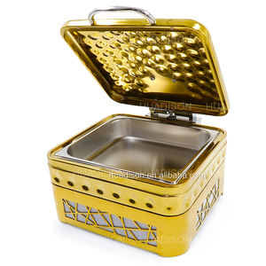 Plats chauffants de luxe Huadison, fabricant professionnel, 6L, plat chauffant martelé doré pour <span class=keywords><strong>buffet</strong></span> - Product Image 2