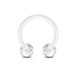 En gros Bijoux de corps en plastique acrylique Bioflex : Boucles d'oreilles fer à cheval, Barbell, Piercing captif avec billes à paillettes UV - Product Image 3