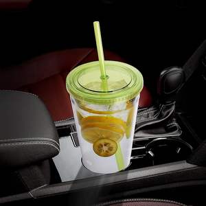 Custom 12oz 16oz 22oz Reusable Travel Ice Coffee <b>Water</b> <b>Bottle</b> Double Wall Tumblers Clear Juice Plastic Cup <b>With</b> <b>Straw</b> and Lid - Product Image 2