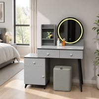 Table de maquillage murale moderne avec miroir LED réglable, éclairage intégré, durable et écologique, directement de l'usine