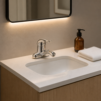 Robinet mitigeur de lavabo pour appartement public, à eau chaude et froide, en ABS, à poignée unique, à deux trous, à montage sur plan