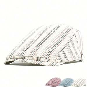 Gorras Planas a Rayas de Lino y Algodón Vintage para Hombre y Mujer, Gorros Casuales Estilo Ivy para Deportes de Invierno y Actividades al Aire Libre - Product Image 4