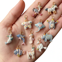 PVD 18K verguld roestvrijstalen emaille cartoon dieren paard neushoorn vis bedel DIY hanger accessoires