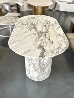 Vente directe d'usine, grande table basse ovale blanche, finition en marbre naturel, mobilier moderne pour salon, matériau en ciment, Buluojia