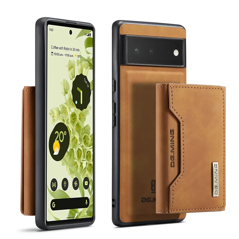 For Google Pixel 6 Pro 6A Pixel6 Back Cover Original DG. MING M2 Magnetic Detachable Wallet Card Holder Leather Cell Phone Case
