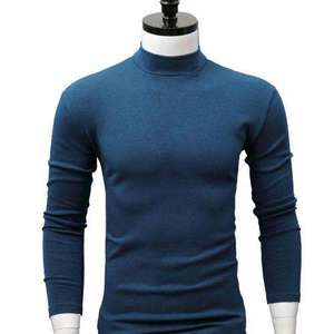Biancheria <span class=keywords><strong>intima</strong></span> da uomo in lana tinta unita T-Shirt con collo alto e mezzo Casual a maniche lunghe per mantenere caldo aderente camicia - Product Image 4