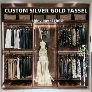 Borlas Metálicas Plateadas Personalizadas de Fábrica, Flecos Decorativos con Ribete Dorado para Prendas, Venta al Por Mayor - Product Image 2