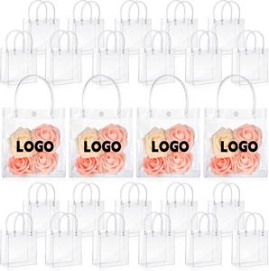 Custom <b>Plastic</b> Gift Bags for Small Business Shopping Bags Mini Reusable PVC <b>Tote</b> Goodie Bags for Birthday Wedding Baby Shower - Product Image 1