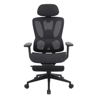 Chaise de bureau de direction moderne de luxe de haute qualité, réglable en hauteur, avec appui-tête ergonomique en mousse, dossier en maille et repose-pieds en PP