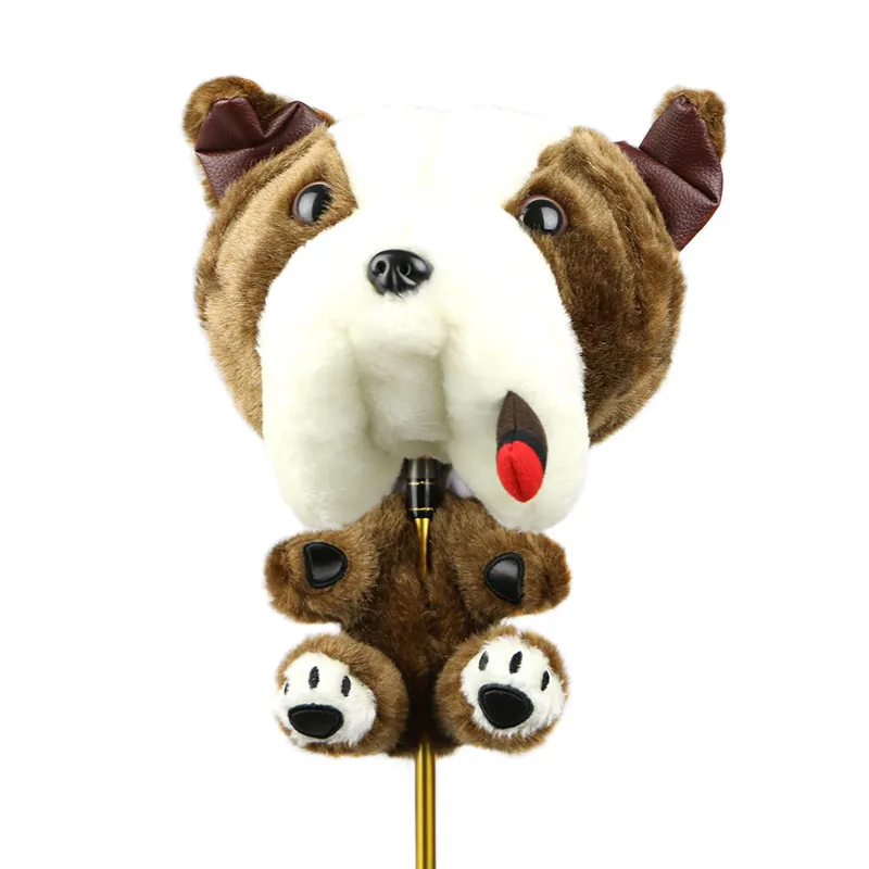customized fuzzy plush golf head cover golf golf driver club head cover cute animal plush head plush cover