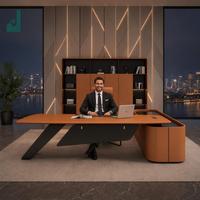 Bureau de direction moderne et professionnel avec armoire latérale rembourrée en microfibre de qualité supérieure et base robuste pour bureau d'entreprise