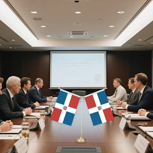 Drapeau de table en forme de Y personnalisé OEM ODM avec base métallique pour décorations de mini-drapeaux de la République <span class=keywords><strong>dominicaine</strong></span> personnalisables - Product Image 5