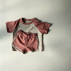 Ensembles de vêtements pour enfants, T-shirt et short en coton de couleur tendance été 2021, pour garçons et filles - Product Image 2