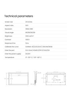 Новый 24-дюймовый медицинский промышленный плоский ЖК-монитор TKUN, 1000 нит, SDI, DVI, интерфейс 2MP, IPS, белый, HD, DP - Product Image 6