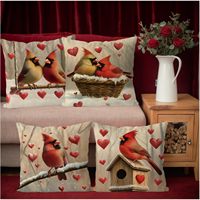Housse de coussin rétro pour la Saint-Valentin, 4 pièces, motif d'oiseau de l'amour rouge, adapté à la décoration de la maison et du jardin