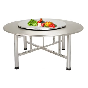 Table ronde de salle <span class=keywords><strong>à</strong></span> manger en acier inoxydable commercial, grande conception séparée avec plateau tournant amovible pour banquet, <span class=keywords><strong>restaurant</strong></span> et hôtel - Product Image 3