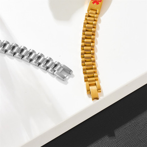European American 18K Gold Plated Stainless Steel Watchband <b>Bracelet</b> Korean-Style <b>Adjustable</b> Unisex Gift Jewelry - Product Image 6