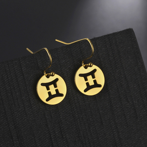 Boucles d'oreilles zodiaque pour femmes <span class=keywords><strong>2021</strong></span> bijoux en acier inoxydable bijoux plaqué or <span class=keywords><strong>Horoscope</strong></span> boucles d'oreilles zodiaque coréen Vintage boucles d'oreilles - Product Image 3
