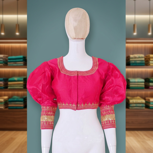 Élégant confortable rose Blouse indien ethnique Design broderie tissé débardeur manches prêt à porter spécial mariée ethnique porter A54 - Product Image 2