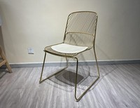 Chaise de salle à manger en fil, coussin avec siège doré, siège de réception pour invités, salle à manger, cuisine, bétoie rouge