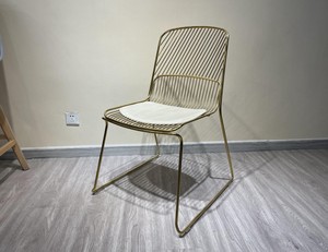 Chaise de salle à manger en fil, coussin avec siège doré, siège de réception pour invités, salle à manger, cuisine, bétoie rouge - Product Image 6