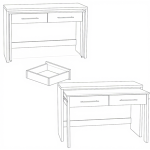 Scrivania con 2 Cassetti Scorrevoli Effetto Quercia di Alta Qualità, Nuova Collezione, con Piano Rimovibile per Casa, Ordine all'Ingrosso - Product Image 6