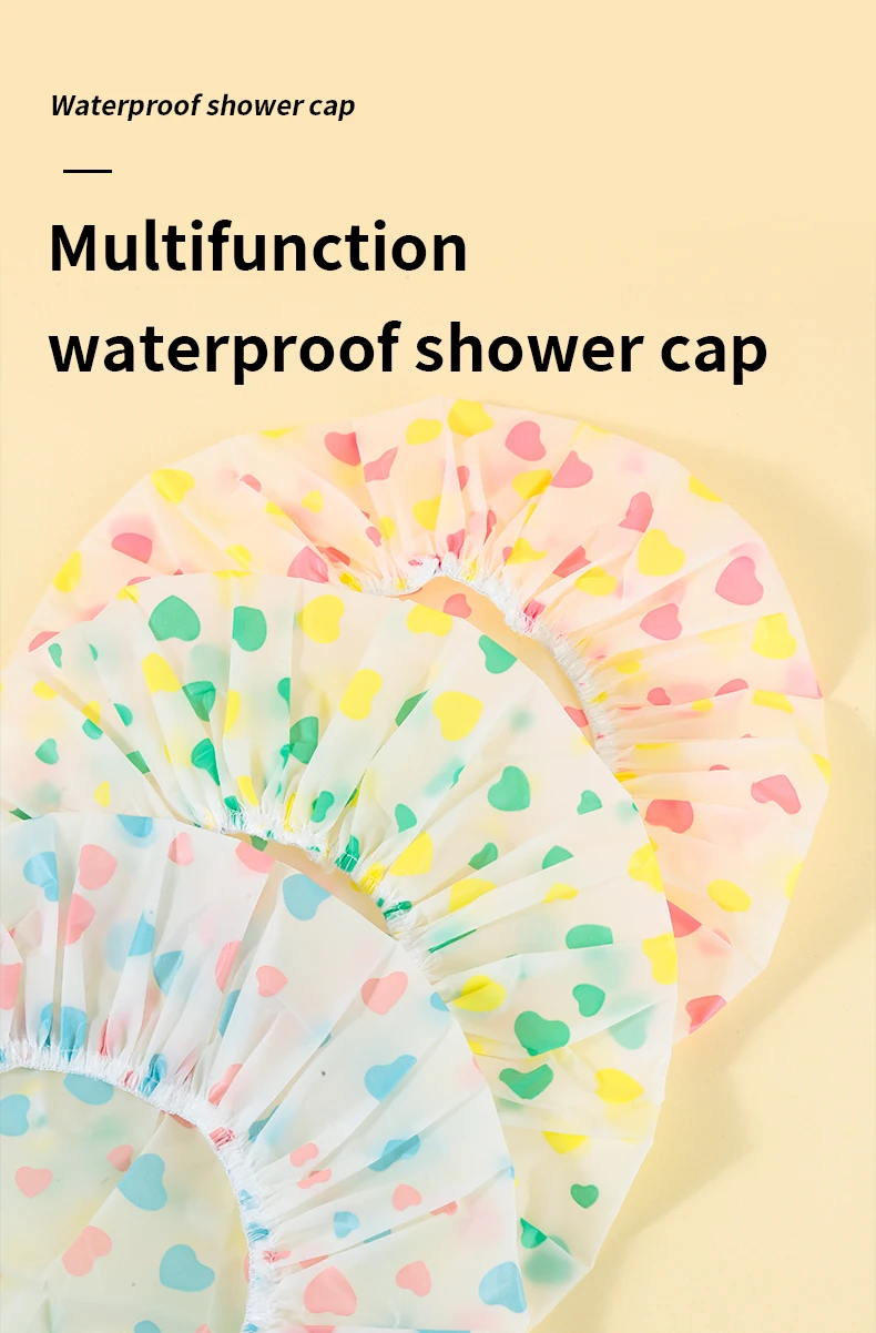 LMLTOP Wholesale Colorful Reusable Shower Cap Bonnet Custom Logo Plastic Bath Towel Cap Shower Caps For Women Waterproof SY800