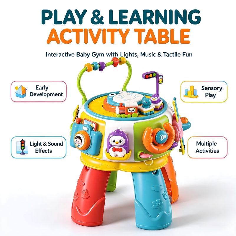 Baby's Math Table Interactive Baby Activity Table Light and Sound Music Sensory Play ...