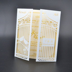 Invitaciones de Boda Personalizadas con Diseño de Jaula de Pájaros Cortadas con Láser, Tarjeta de Invitación de Boda Personalizada con Feliz Fin de Historia - Product Image 1