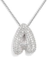 Acero inoxidable grueso nombre inicial burbuja alfabeto cobre colgante collares grueso Zirconia cúbica letra globo collar