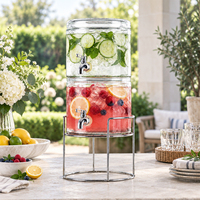 Distributeur de boissons en verre empilable 2 pièces avec support, 2 x 3,8 L, double distributeur de boissons pour événements communautaires et bars à boissons